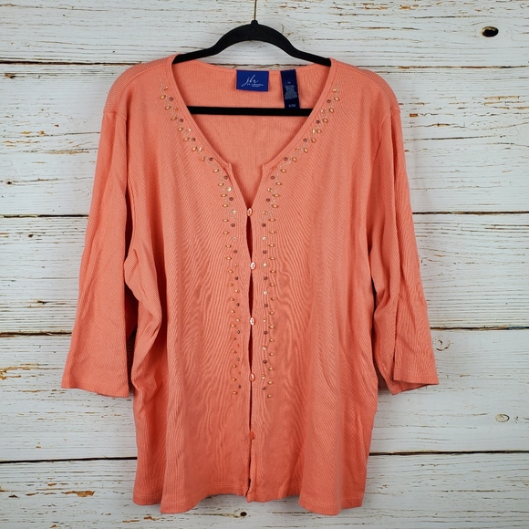 JH Collectibles Tops - JH Collectibes Embellished Ribbed Knit Cardigan